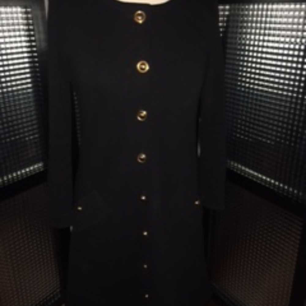 Adrienne Vittadini Black Cotton Knit Dress